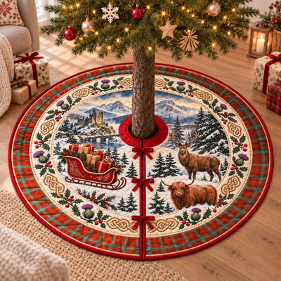 Clan Morrison Red Ancient Tartan Highland Christmas Tree Skirt
