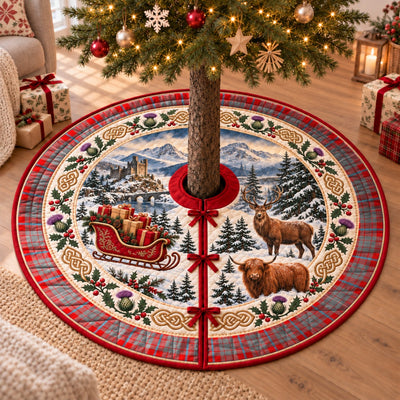 Clan Moubray Tartan Highland Christmas Tree Skirt