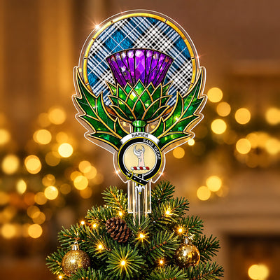 Clan Napier Modern Tartan Thistle Christmas Tree Topper