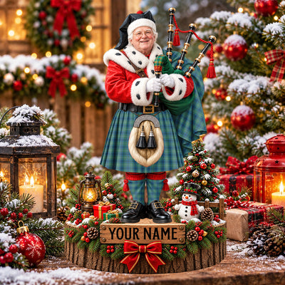 Clan Oliphant Ancient Tartan Christmas Piper Plaque with Custom Photo & Name