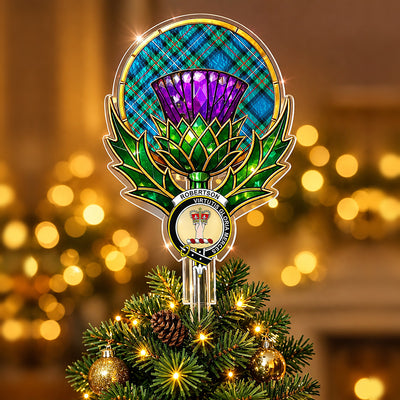 Clan Robertson Hunting Ancient Tartan Thistle Christmas Tree Topper