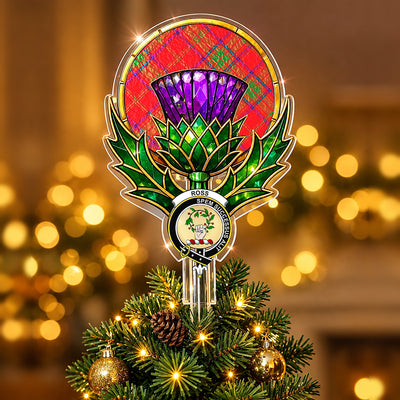 Clan Ross Modern Tartan Thistle Christmas Tree Topper