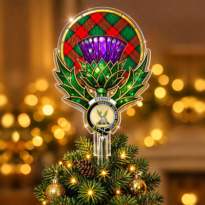 Clan Stewart Atholl Modern Tartan Thistle Christmas Tree Topper