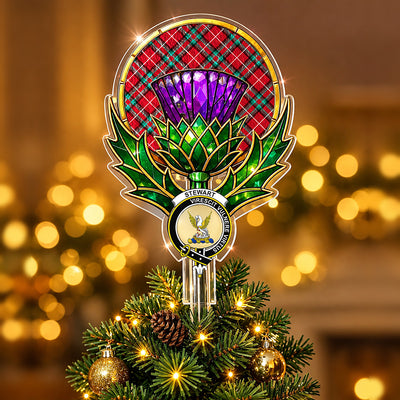 Clan Stewart (Stuart) of Bute Tartan Thistle Christmas Tree Topper