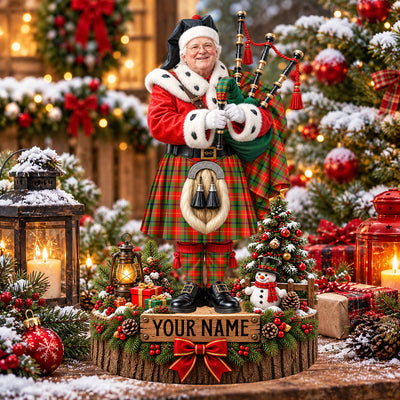 Clan Turnbull Dress Tartan Christmas Piper Plaque with Custom Photo & Name