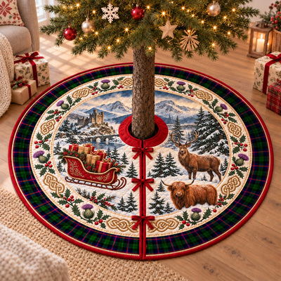 Clan Urquhart Modern Tartan Highland Christmas Tree Skirt