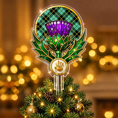 Clan Wallace Hunting Ancient Tartan Thistle Christmas Tree Topper