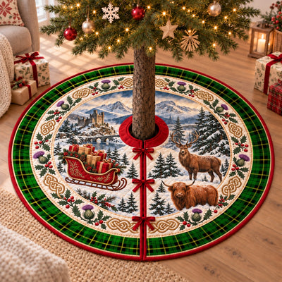 Clan Wallace Hunting Green Tartan Highland Christmas Tree Skirt