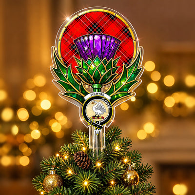 Clan Wemyss Modern Tartan Thistle Christmas Tree Topper