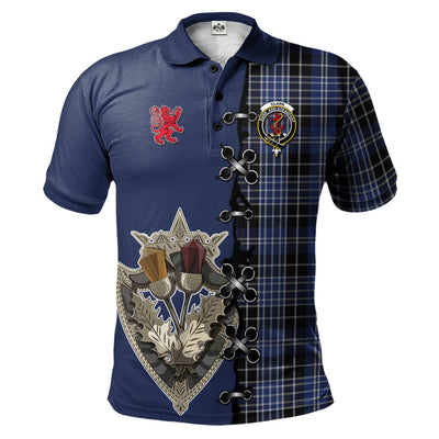 Clan Clark Tartan Polo Shirt - Lion Rampant And Celtic Thistle Style
