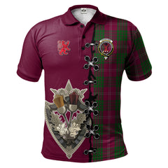 Clan Crawford Tartan Polo Shirt - Lion Rampant And Celtic Thistle Style FM64 Crawford Tartan Tartan Polo
