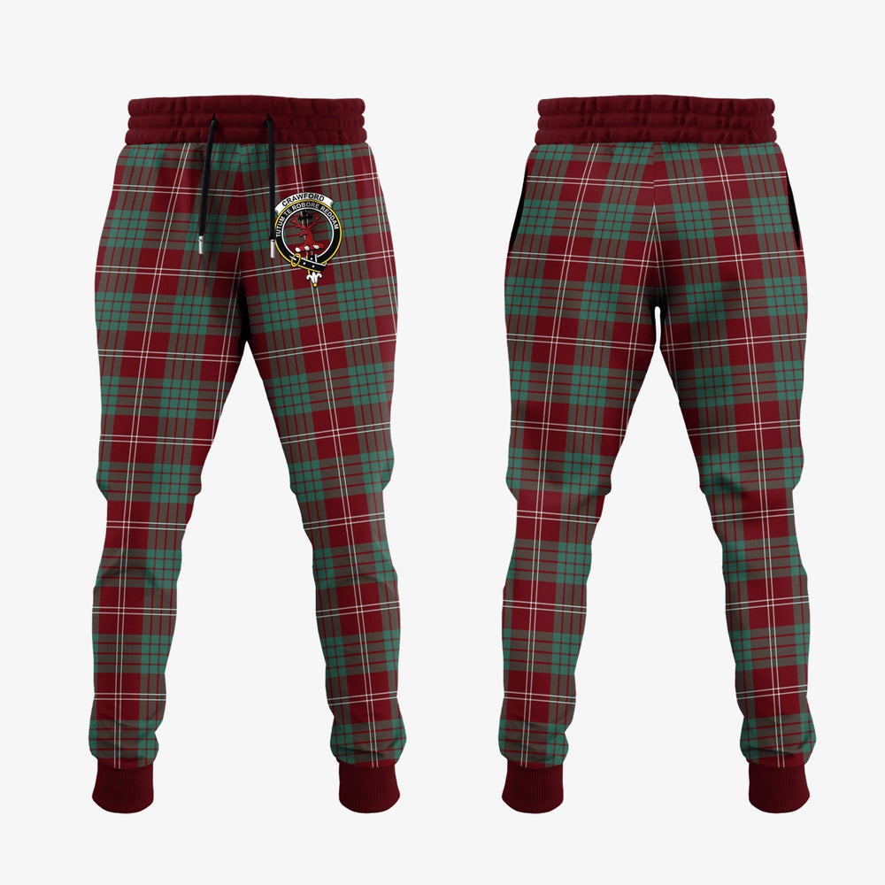 Clan Crawford Modern Tartan Crest Jogger Sweatpants CU60 Clan Crawford Tartan Today