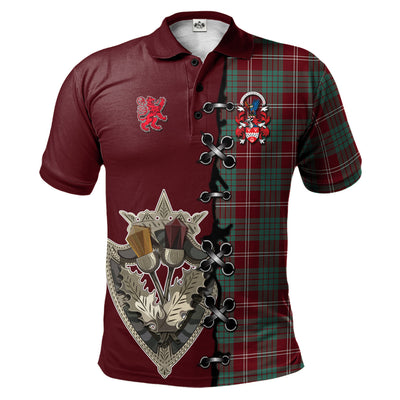 Clan Crawford Modern of NewZealand Tartan Polo Shirt - Lion Rampant And Celtic Thistle Style