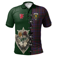 Clan Cumming Tartan Polo Shirt - Lion Rampant And Celtic Thistle Style HQ90 Cumming Tartan Tartan Polo