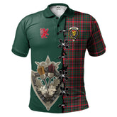 Clan Cumming Hunting Modern Tartan Polo Shirt - Lion Rampant And Celtic Thistle Style QC20 Cumming Hunting Modern Tartan Tartan Polo