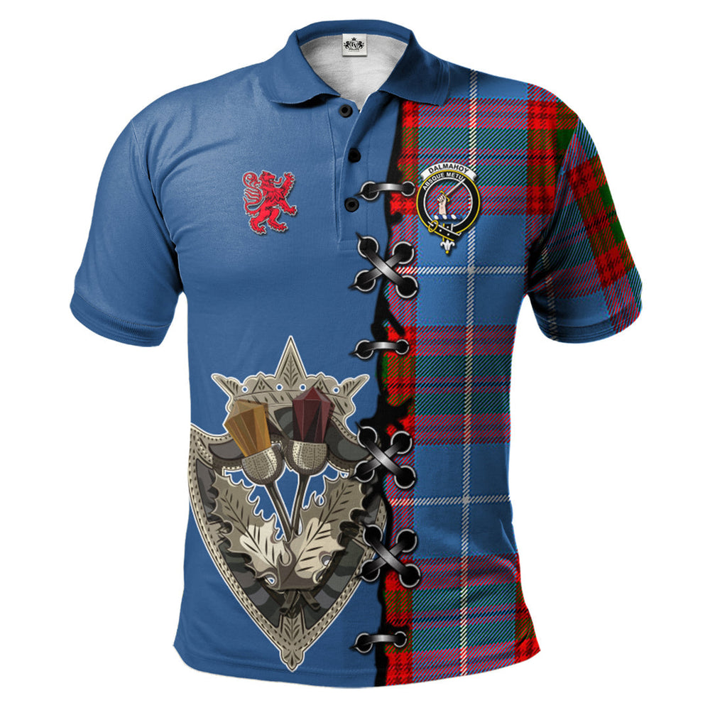 Clan Dalmahoy Tartan Polo Shirt - Lion Rampant And Celtic Thistle Style LK29 Dalmahoy Tartan Tartan Polo