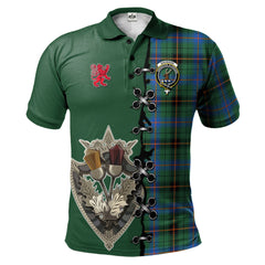 Clan Davidson Ancient Tartan Polo Shirt - Lion Rampant And Celtic Thistle Style IL97 Davidson Ancient Tartan Tartan Polo