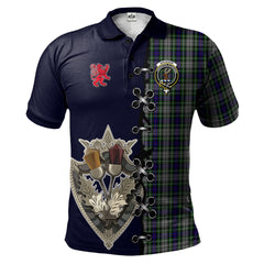 Clan Davidson of Tulloch Dress Tartan Polo Shirt - Lion Rampant And Celtic Thistle Style XF67 Davidson of Tulloch Dress Tartan Tartan Polo