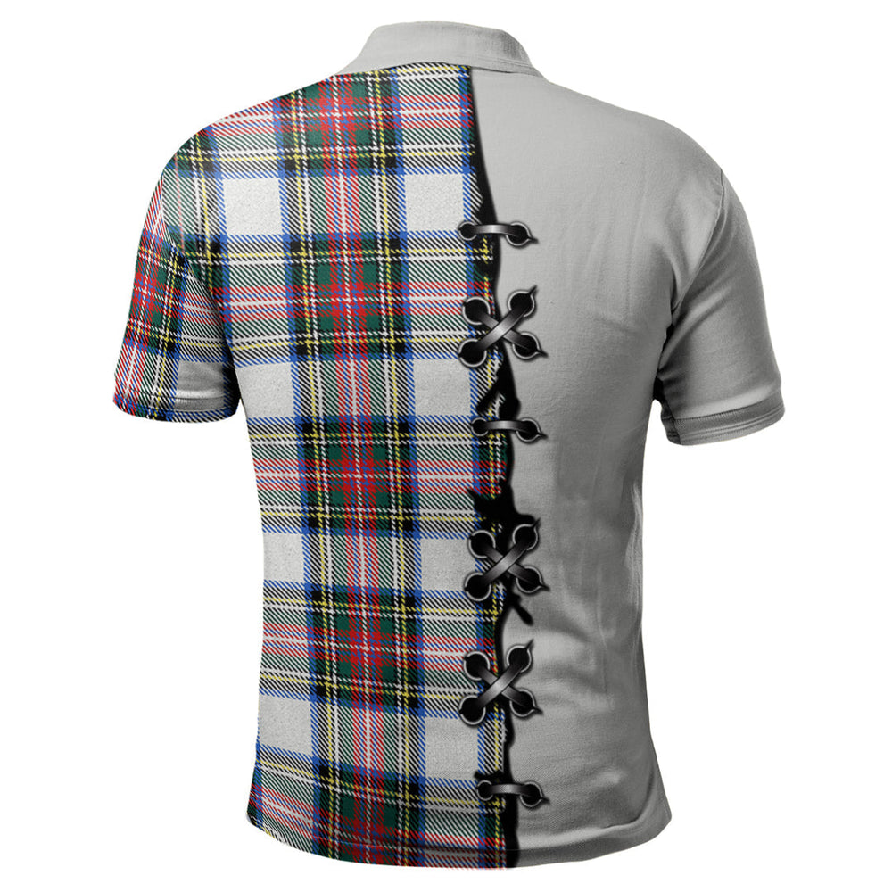 Clan Dennistoun Tartan Polo Shirt - Lion Rampant And Celtic Thistle Style EH20 Dennistoun Tartan Tartan Polo