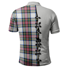 Clan Dennistoun Tartan Polo Shirt - Lion Rampant And Celtic Thistle Style EH20 Dennistoun Tartan Tartan Polo