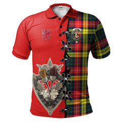 Clan Dewar Tartan Polo Shirt - Lion Rampant And Celtic Thistle Style LM36 Dewar Tartan Tartan Polo