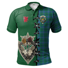 Clan Douglas Ancient Tartan Polo Shirt - Lion Rampant And Celtic Thistle Style BG27 Douglas Ancient Tartan Tartan Polo
