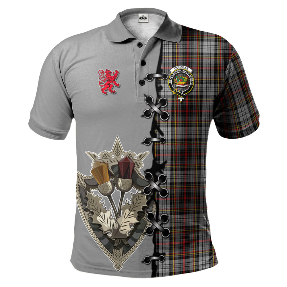 Clan Douglas Ancient Dress Tartan Polo Shirt - Lion Rampant And Celtic Thistle Style ZS87 Douglas Ancient Dress Tartan Tartan Polo