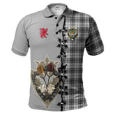 Clan Douglas Grey Modern Tartan Polo Shirt - Lion Rampant And Celtic Thistle Style GO79 Douglas Grey Modern Tartan Tartan Polo