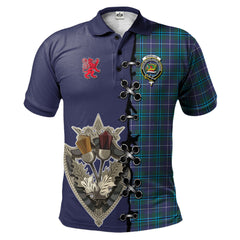 Clan Douglas Modern Tartan Polo Shirt - Lion Rampant And Celtic Thistle Style GO20 Douglas Modern Tartan Tartan Polo