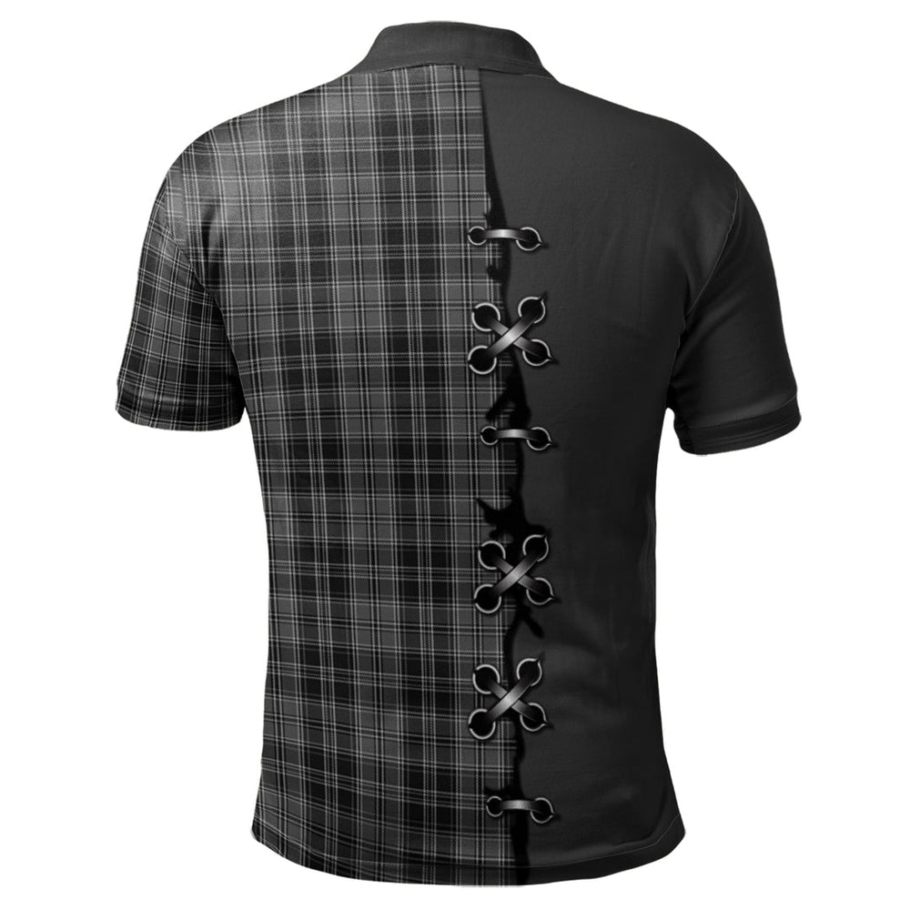 Clan Drummond Grey Tartan Polo Shirt - Lion Rampant And Celtic Thistle Style BP15 Drummond Grey Tartan Tartan Polo