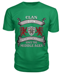 Clan Glen Family Tartan 2D T-shirt AG12 Glen Tartan Clan Tartan T-Shirt Green Apple S Glen Tartan Clan