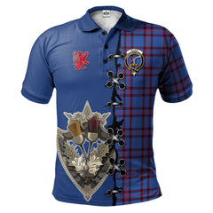 Clan Elliot Modern Tartan Polo Shirt - Lion Rampant And Celtic Thistle Style CP49 Elliot Modern Tartan Tartan Polo