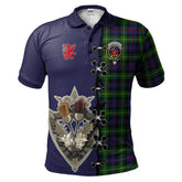 Clan Farquharson Tartan Polo Shirt - Lion Rampant And Celtic Thistle Style QE23 Farquharson Tartan Tartan Polo