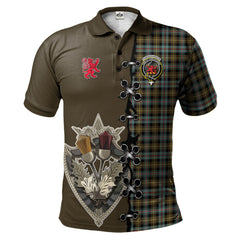 Clan Farquharson Weathered Tartan Polo Shirt - Lion Rampant And Celtic Thistle Style CK81 Farquharson Weathered Tartan Tartan Polo