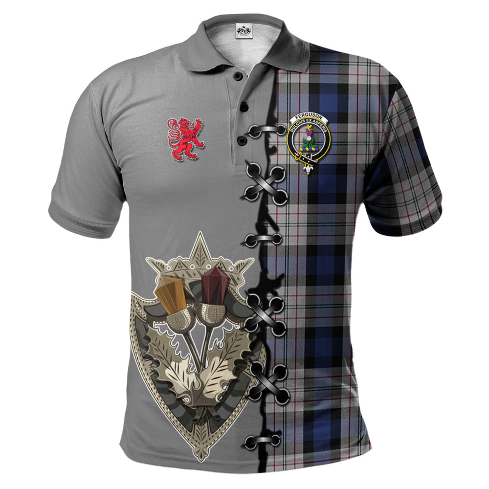 Clan Ferguson Dress Tartan Polo Shirt - Lion Rampant And Celtic Thistle Style WJ46 Ferguson Dress Tartan Tartan Polo