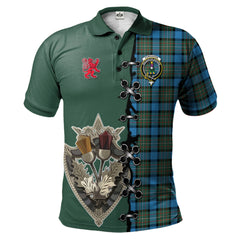 Clan Fergusson Ancient Tartan Polo Shirt - Lion Rampant And Celtic Thistle Style MU35 Fergusson Ancient Tartan Tartan Polo