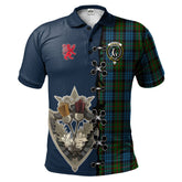 Clan Fletcher of Dunans Tartan Polo Shirt - Lion Rampant And Celtic Thistle Style DO64 Fletcher of Dunans Tartan Tartan Polo