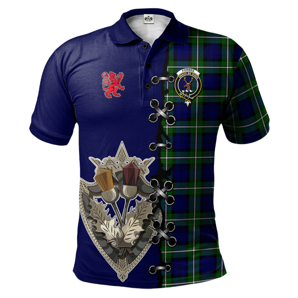 Clan Forbes Modern Tartan Polo Shirt - Lion Rampant And Celtic Thistle Style LK81 Forbes Modern Tartan Tartan Polo
