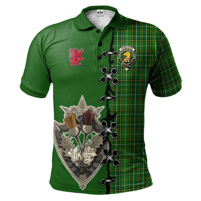 Clan Forrester or Foster Hunting Tartan Polo Shirt - Lion Rampant And Celtic Thistle Style