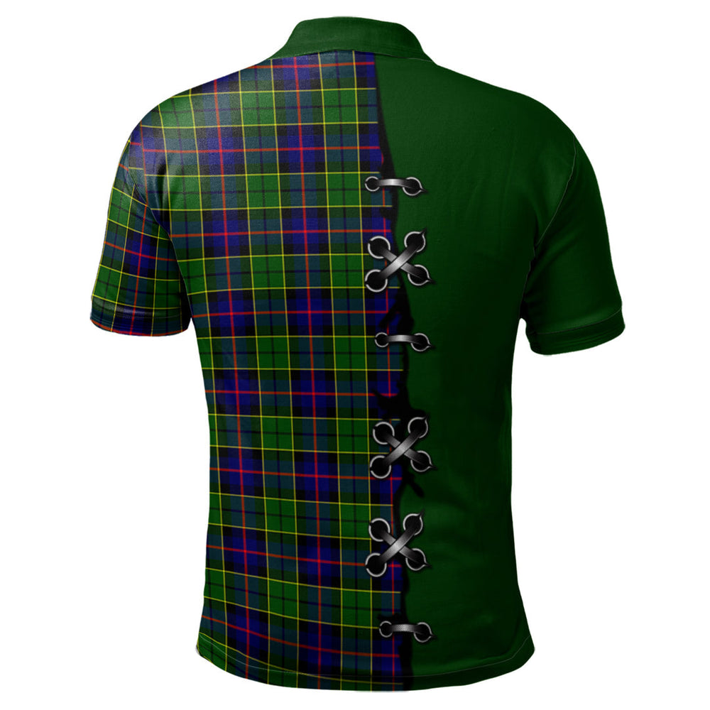 Clan Forsyth Modern Tartan Polo Shirt - Lion Rampant And Celtic Thistle Style DM69 Forsyth Modern Tartan Tartan Polo