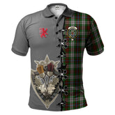 Clan Fraser Hunting Dress Tartan Polo Shirt - Lion Rampant And Celtic Thistle Style MF55 Fraser Hunting Dress Tartan Tartan Polo