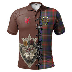 Clan Fraser Hunting Modern Tartan Polo Shirt - Lion Rampant And Celtic Thistle Style WN43 Fraser Hunting Modern Tartan Tartan Polo