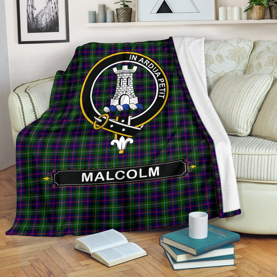 Clan Malcolm (MacCallum) Tartan Crest Blanket