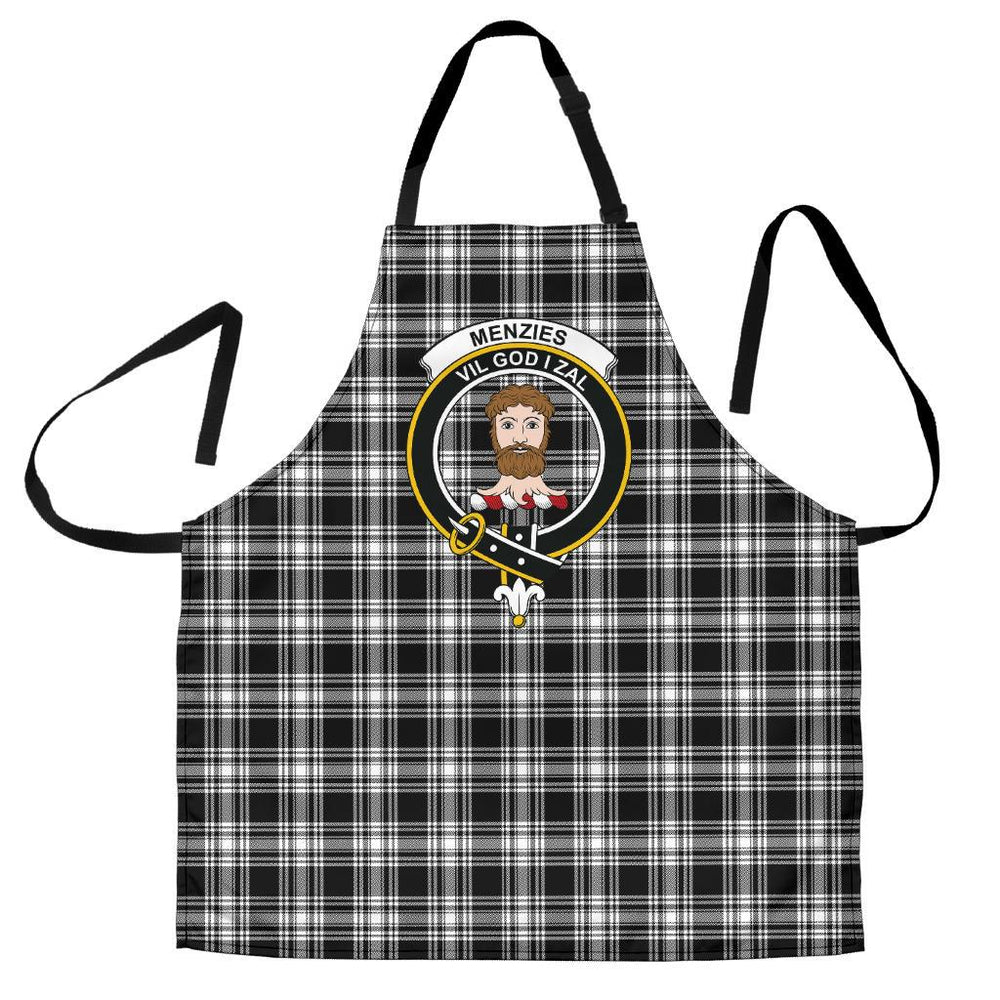 Clan Menzies Black & White Modern Tartan Crest Apron FB96 Clan Menzies Tartan Today