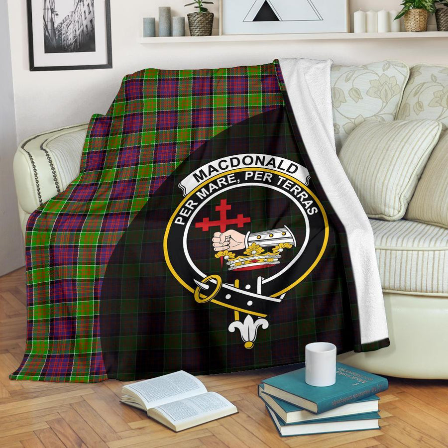 Clan MacDonald of Clanranald Tartan Crest Blanket Wave Style