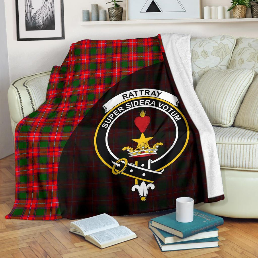 Clan Rattray Modern Tartan Crest Blanket Wave Style