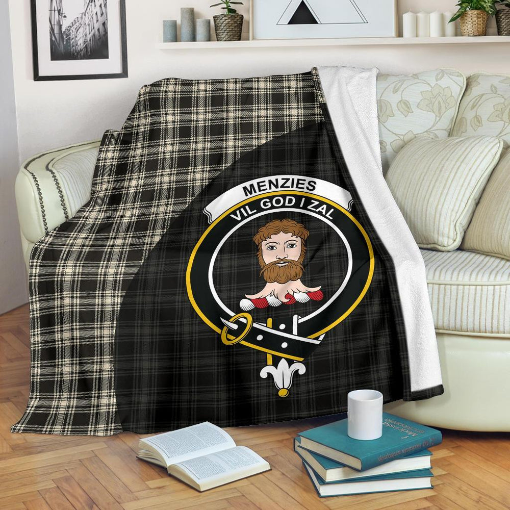 Clan Menzies Black & White Ancient Tartan Crest Blanket Wave Style DY77 Clan Menzies Tartan Today