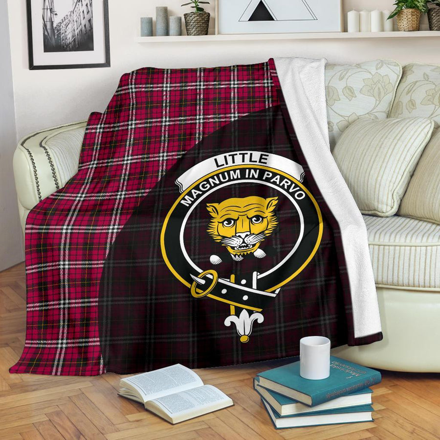 Clan Little Tartan Crest Blanket Wave Style