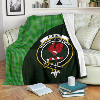 Clan Currie Tartan Crest Blanket Wave Style