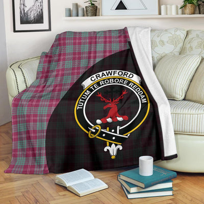 Clan Crawford Ancient Tartan Crest Blanket Wave Style